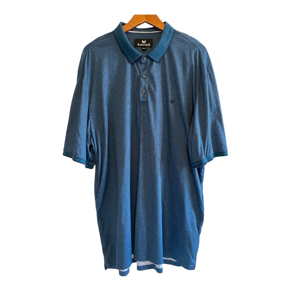 Buttercloth Polo Shirt Men's Size 3XL‎ Blue Green Short Sleeves